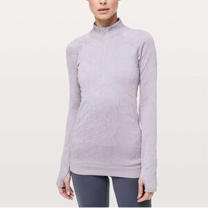 Lululemon run rest less half zip 10 lavender grey
